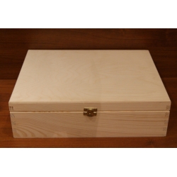 Pudełko drewniane prostokątne na trzy wina 36x30,5x10cm, z zatrzaskiem